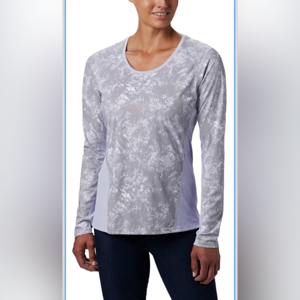 Columbia Women’s 2X Solar Chill 2.0 Long Sleeve, Twilight Print